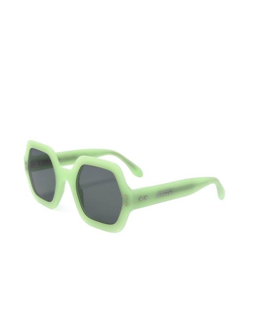 Isabel Marant Green Hexagonal Frame Sunglasses