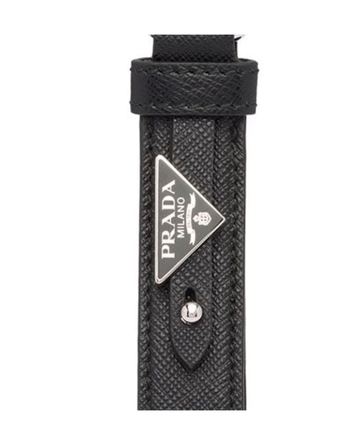 Prada White Logo Plaque Keyring for men