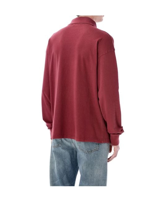 Acne Red Zip Detailed Long-Sleeved Sweatshirt for men