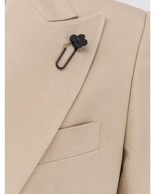 Lardini Natural Single-Breasted Peak-Lapel Blazer for men