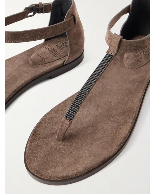 Brunello Cucinelli Brown Round-Toe Flat Sandals