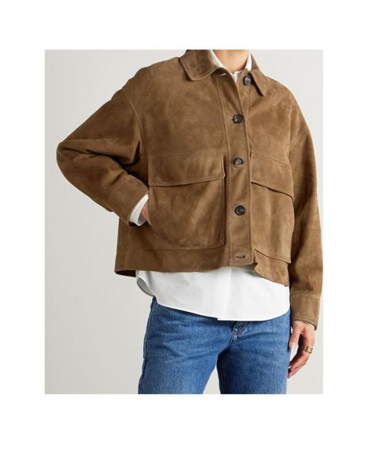 Brunello Cucinelli Brown Long-Sleeved Button-Up Jacket