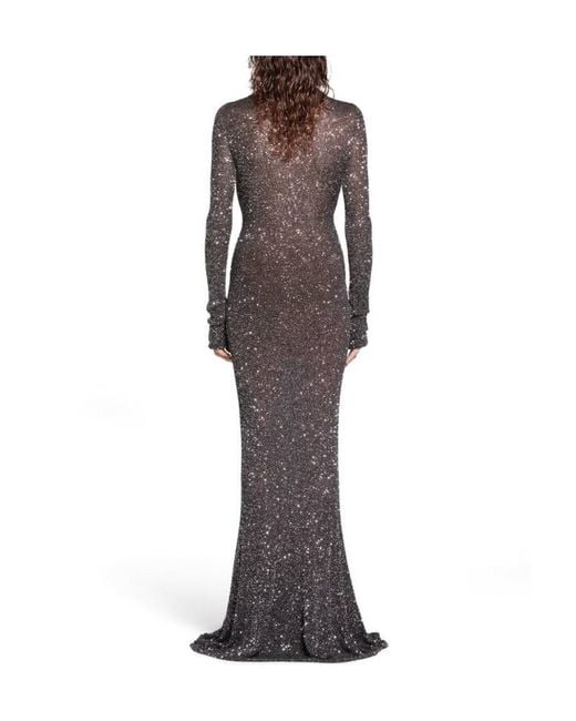 Balenciaga Purple Sequin Embellished Maxi Dress
