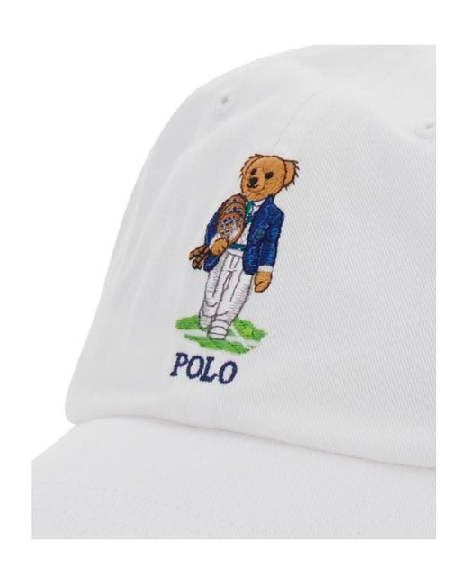 Polo Ralph Lauren White Polo Bear Embroidered Baseball Cap for men