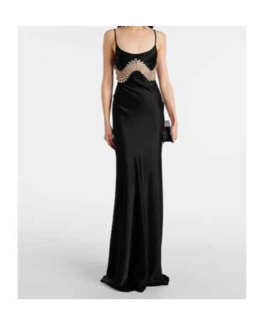 David Koma Black Embellished Satin Gown