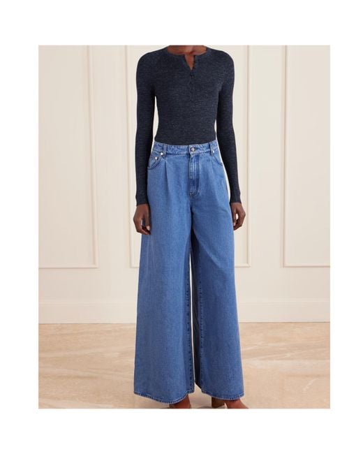 Gabriela Hearst Blue Anges Ribbed Cashmere, Silk And Hemp-Blend Henley Top