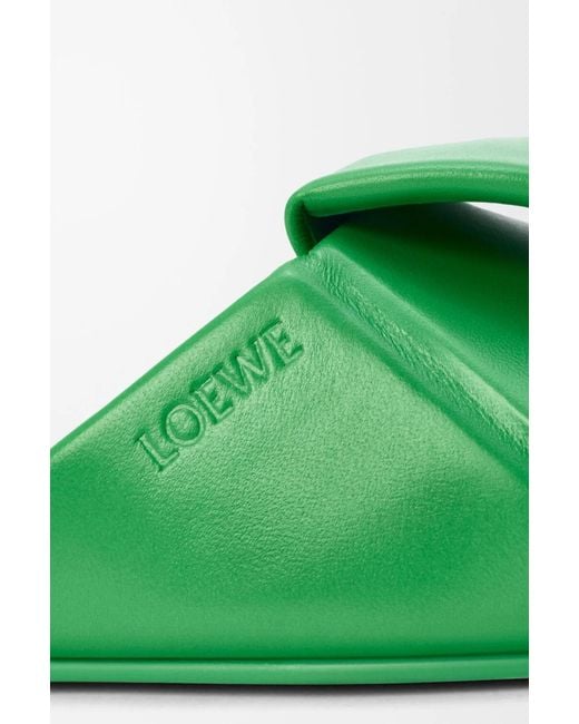 Loewe Green Origami Padded Square-Toe Flat Sandals