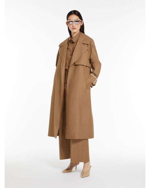 Max Mara Brown Waterproof Twill Trench Coat