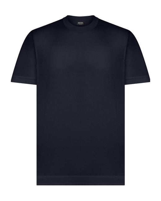 Zegna Blue Regular Fit Crewneck T-Shirt for men