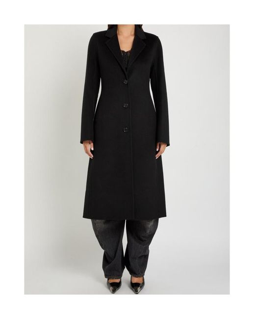 Acne Black Fitted Wool-Blend Coat