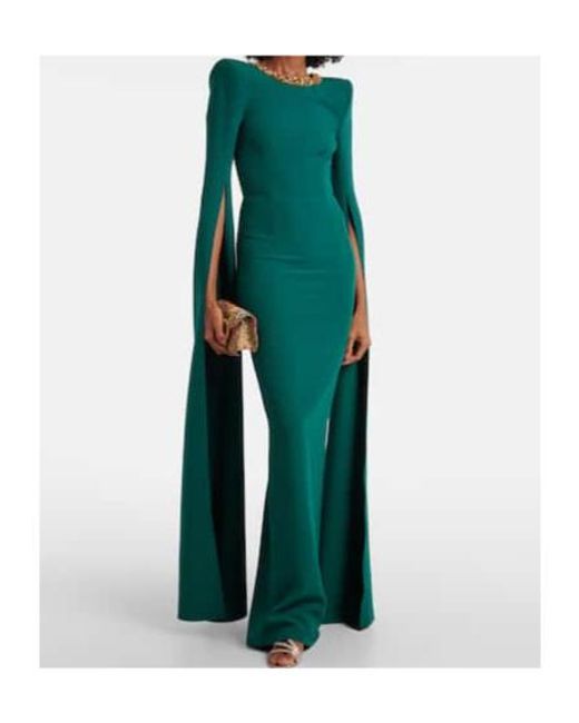 Safiyaa Green Embellished Crepe Gown