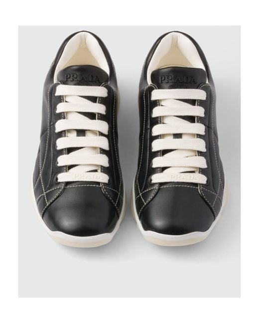 Prada Black Logo Detailed Lace-Up Sneakers