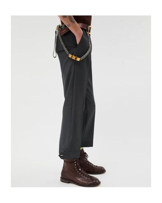 Versace Gray Creased Formal Trousers for men