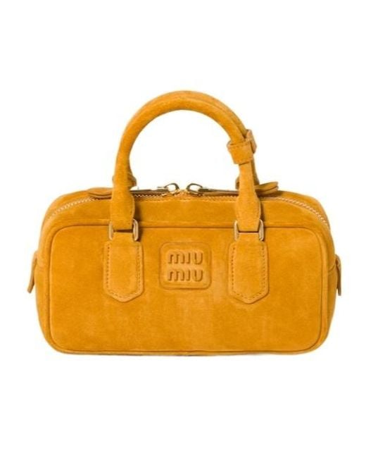 Miu Miu Orange Arcadie Zipped Tote Bag
