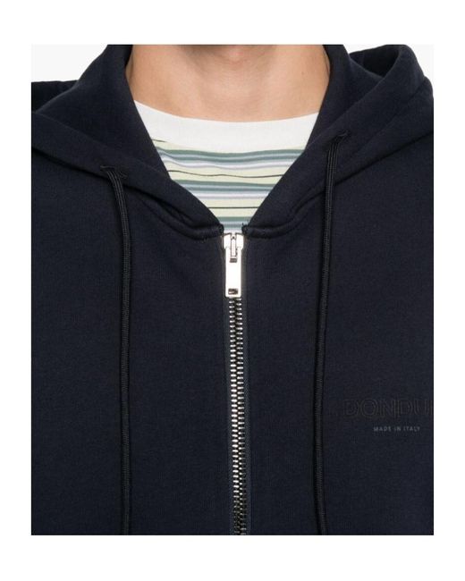 Dondup Blue Logo Print Zip-Up Hoodie for men
