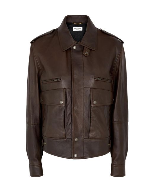 Saint Laurent Brown Leather Jacket
