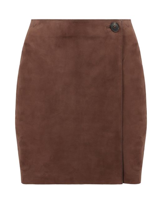 Yves Salomon Brown Suede Wrap Skirt