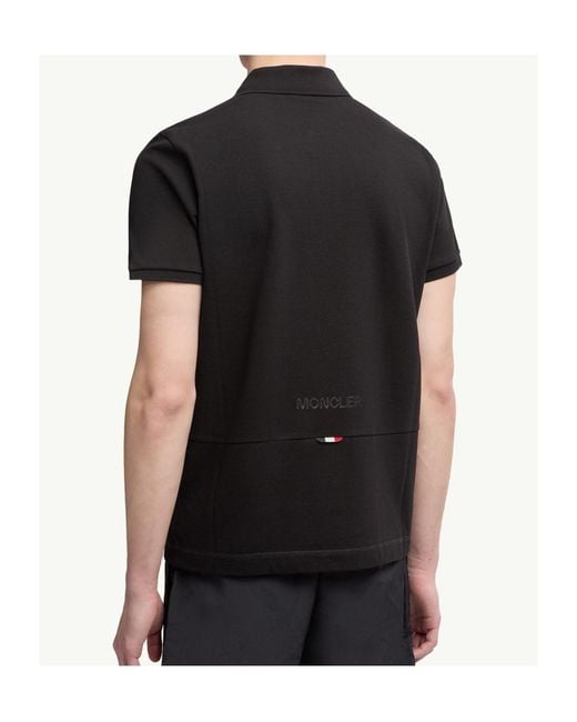 Moncler Black Logo Cotton Piquet Polo Shirt for men