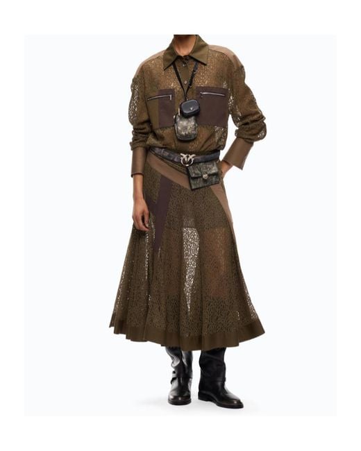 Pinko Brown Lace Panelled Shirt
