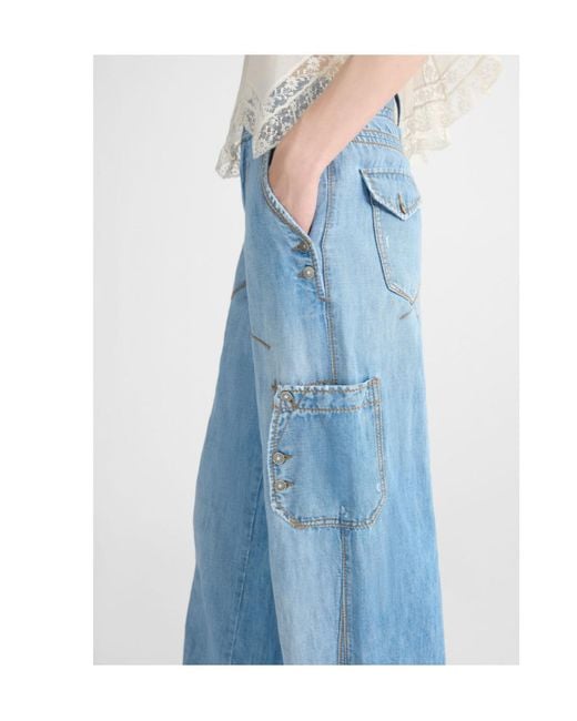 Ermanno Scervino Blue Cargo Wide-Leg Jeans