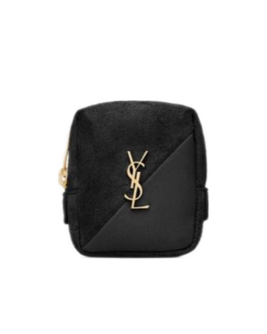 Saint Laurent Black Jamie Suede And Sheepskin Cube Pendant