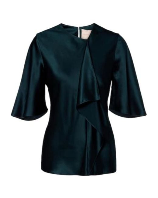 Roksanda Blue Naiara Draped Silk Satin Top