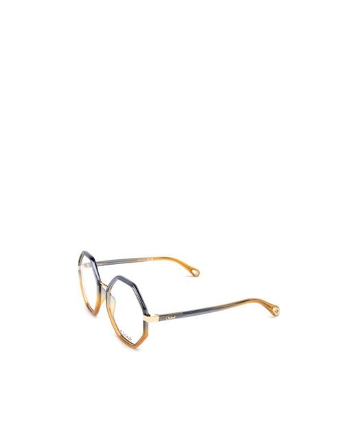 Chloé Metallic Chloé Eyewear Hexagonal-Frame Glasses