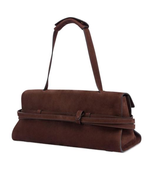 Moschino Brown Medium Tie Me Buckled Shoulder Bag