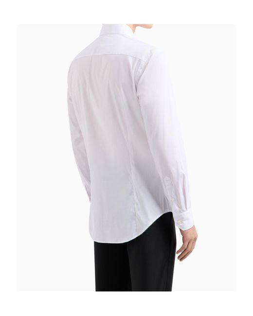 Giorgio Armani White Curved Hem Buttoned Shirt for men