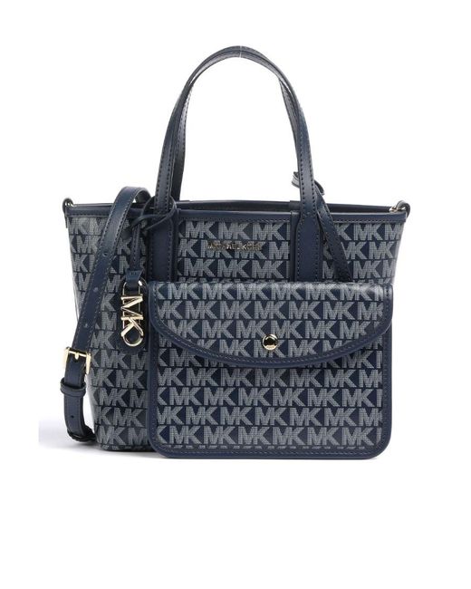 Michael Kors Blue Eliza Monogram-Print Tote Bag