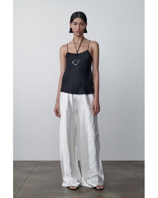 The Row Black Square-Neck Silk Top