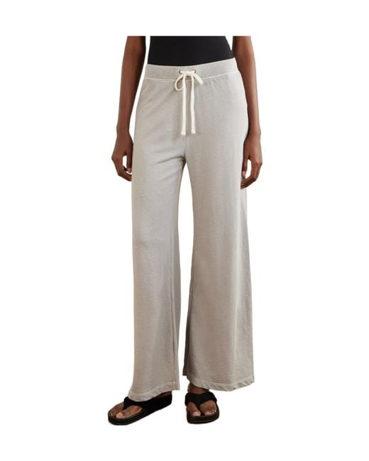 James Perse White Cotton-Terry Wide-Leg Track Pants