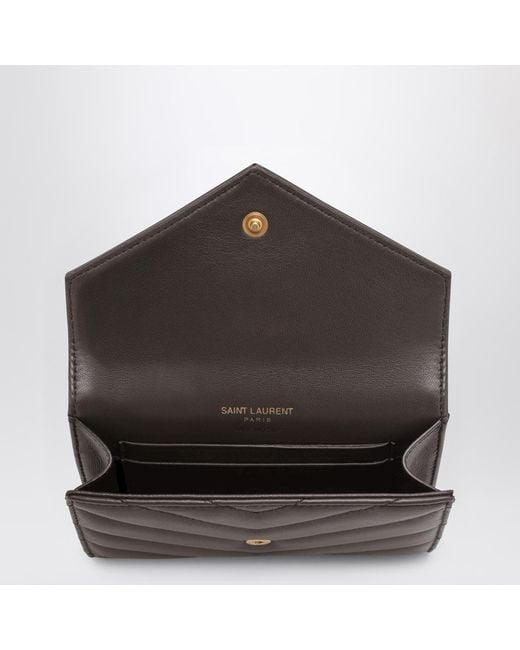 Saint Laurent Green Cassandre Matelassé Small Envelope Wallet