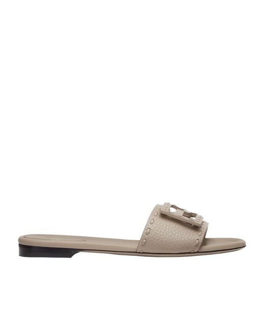 Fendi White Baguette Ff Slip-On Slides