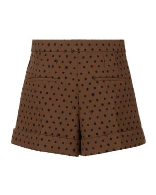 Fendi Brown Falena Dots Printed Flared Shorts