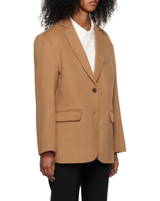 Anine Bing Natural Quinn Single Breasted Oversized Blazer