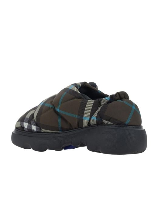 Burberry Black Checked Padded Flat Sandals
