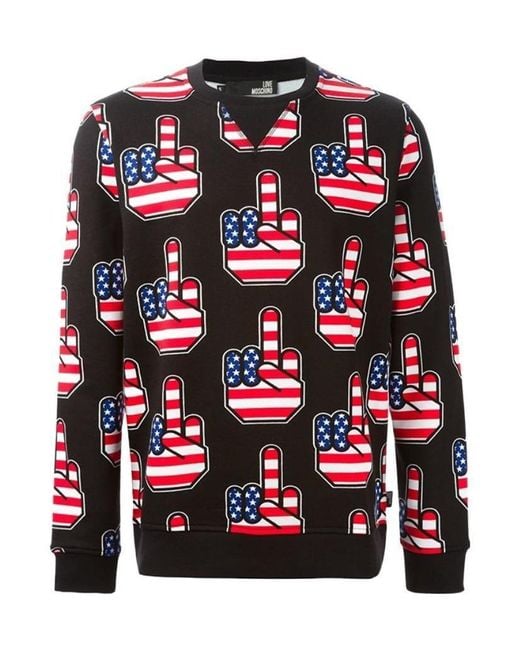 Moschino Red Printed Long-Sleeved Sweater for men