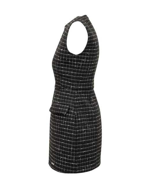 MSGM Black Checked Tweed Dress