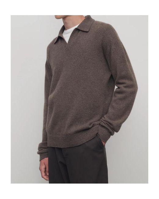 The Row Brown Leach Cashmere Polo Shirt for men