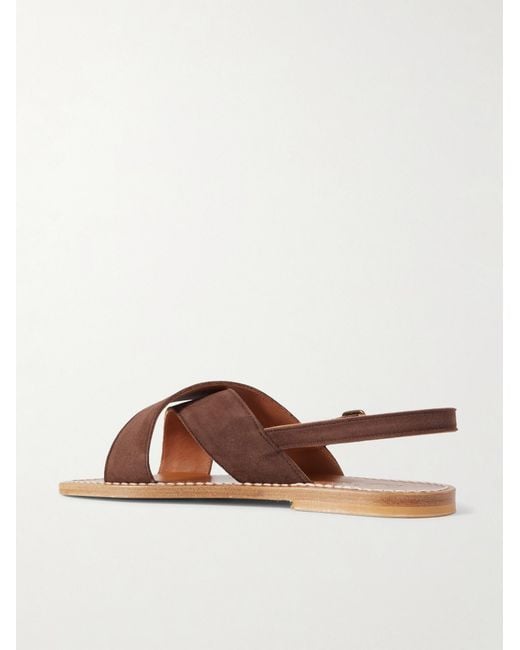 K. Jacques Brown Solid Suede Sandals