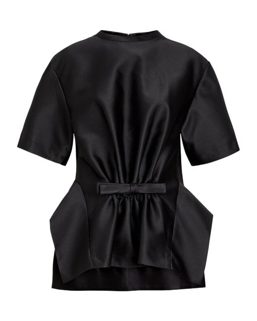 Rabanne Black Bow-Appliquéd Satin Top