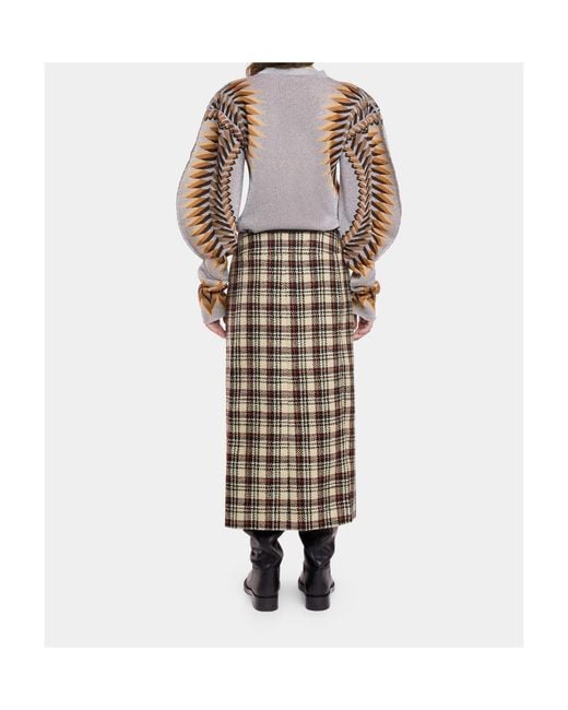 Rabanne Brown Long-Sleeved Lurex Jacquard Jumper