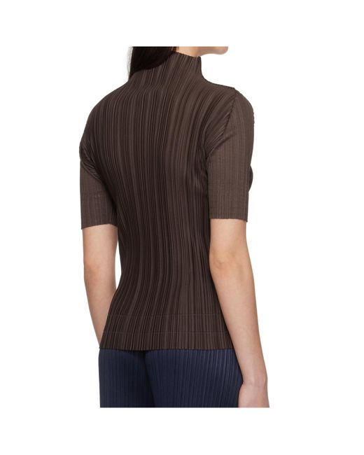 Pleats Please Issey Miyake Brown Turtleneck Sweater