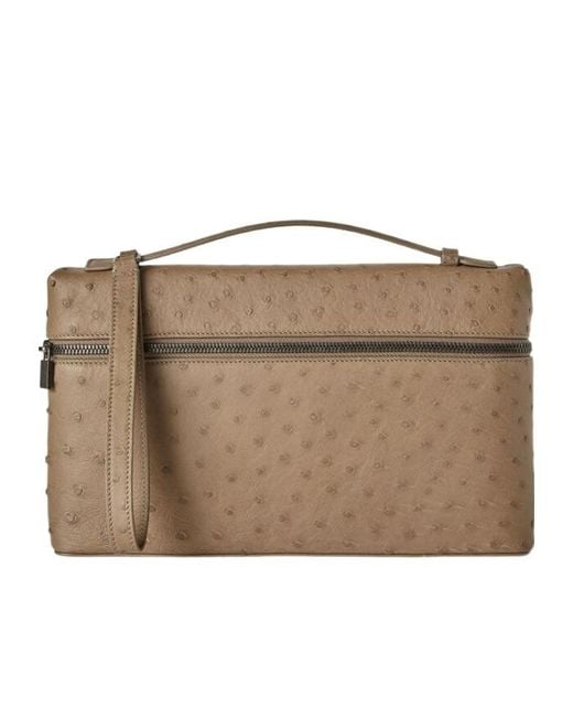 Loro Piana Brown Zippered Clutch for men