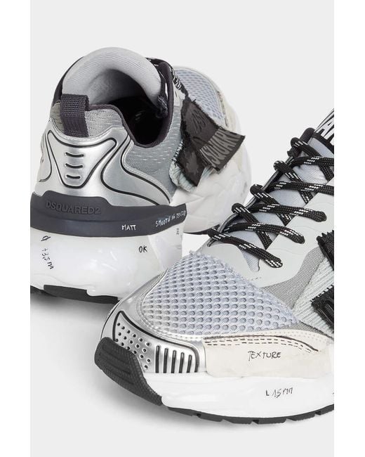 DSquared² Gray Logo-Patch Lace-Up Sneakers for men