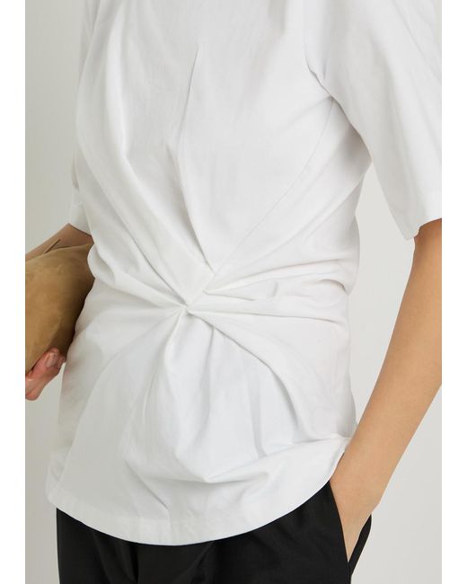 Rohe White Gathered Cotton T-Shirt