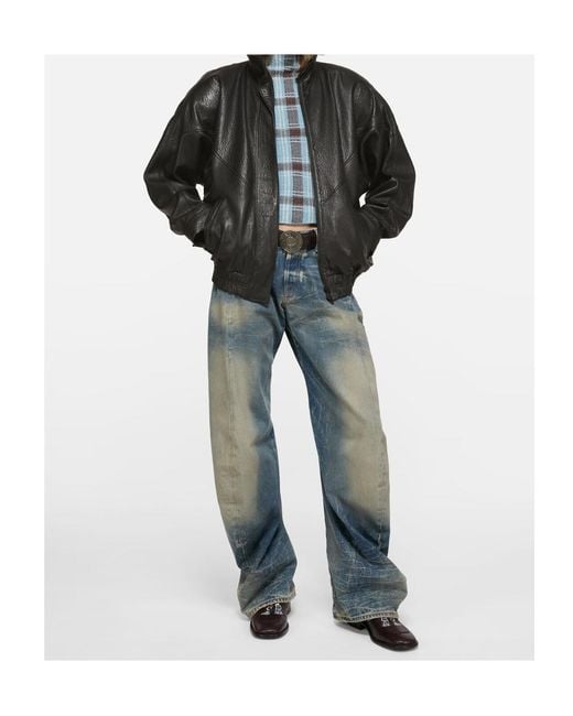 Acne Black Leather Logo Blouson