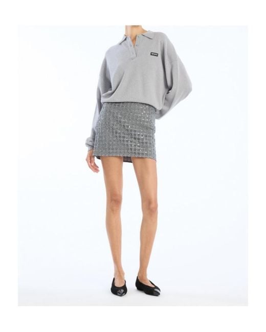 ROTATE BIRGER CHRISTENSEN Gray Beaded Mini Skirt