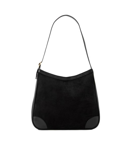 Nili Lotan Black Trimmed Suede Shoulder Bag